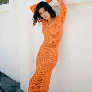 Zara Orange Summer Knit Dress - Small